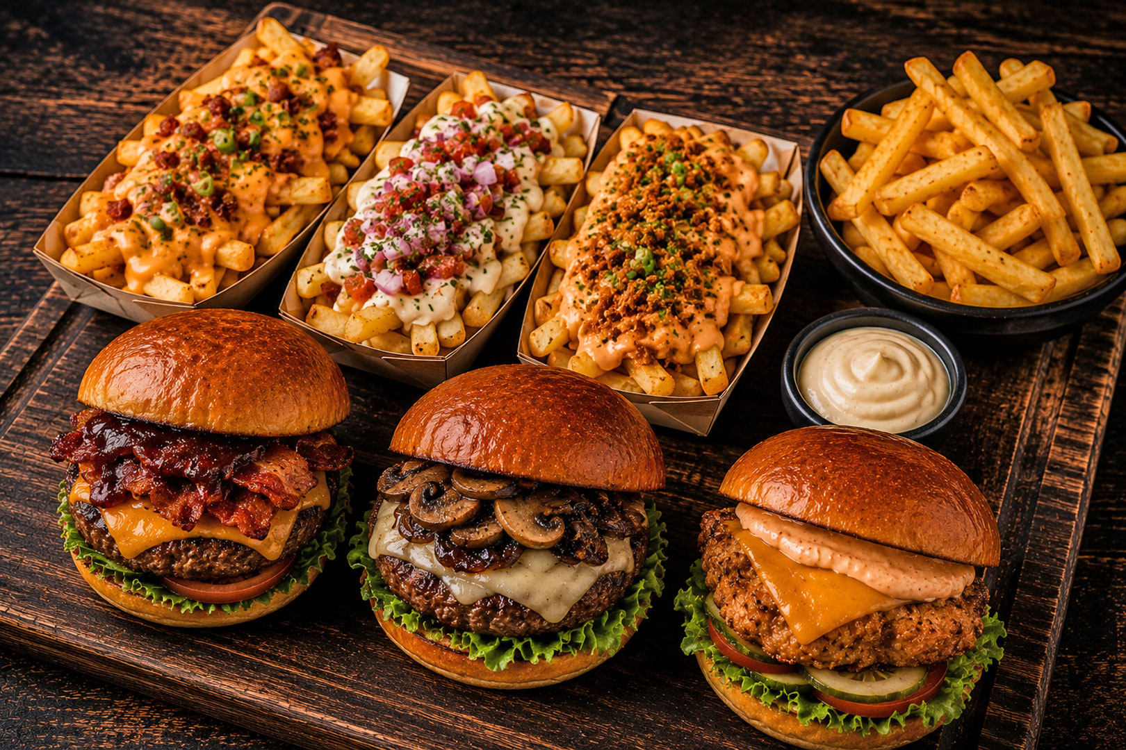 Arrangement 2: Loaded Fries & Burgers